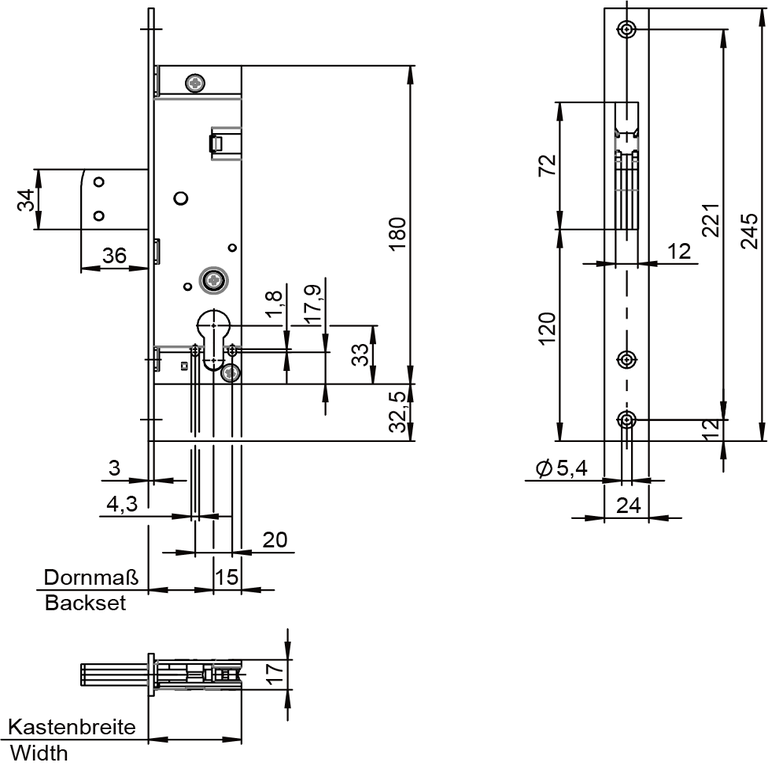 Heavy-duty pivot bolt mortise lock for tubular frame doors