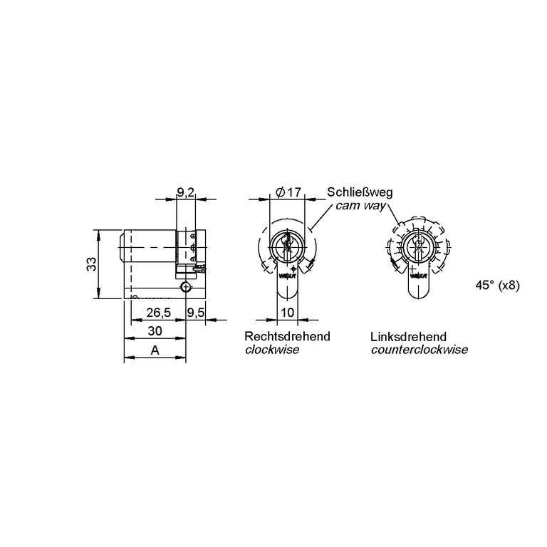 Half cylinder with key retaining