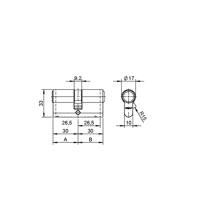 Double cylinder one side blind other side with locking function