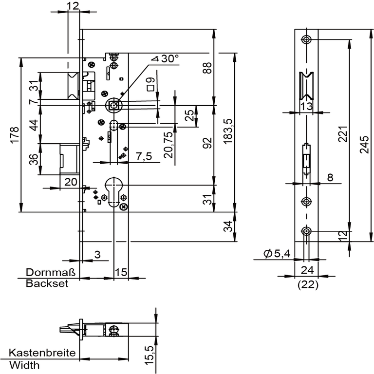 Mortise lock with emergency exit function D