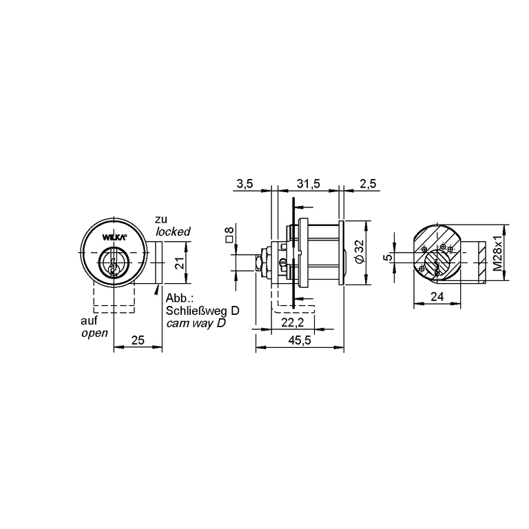 Cam lock cylinder for letter boxes