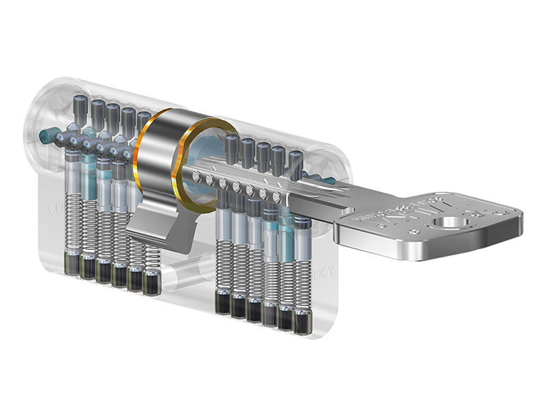 Sectional drawing of the 2VS reversible key system