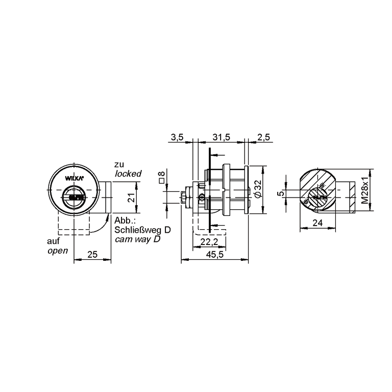 Cam lock cylinder for letter boxes