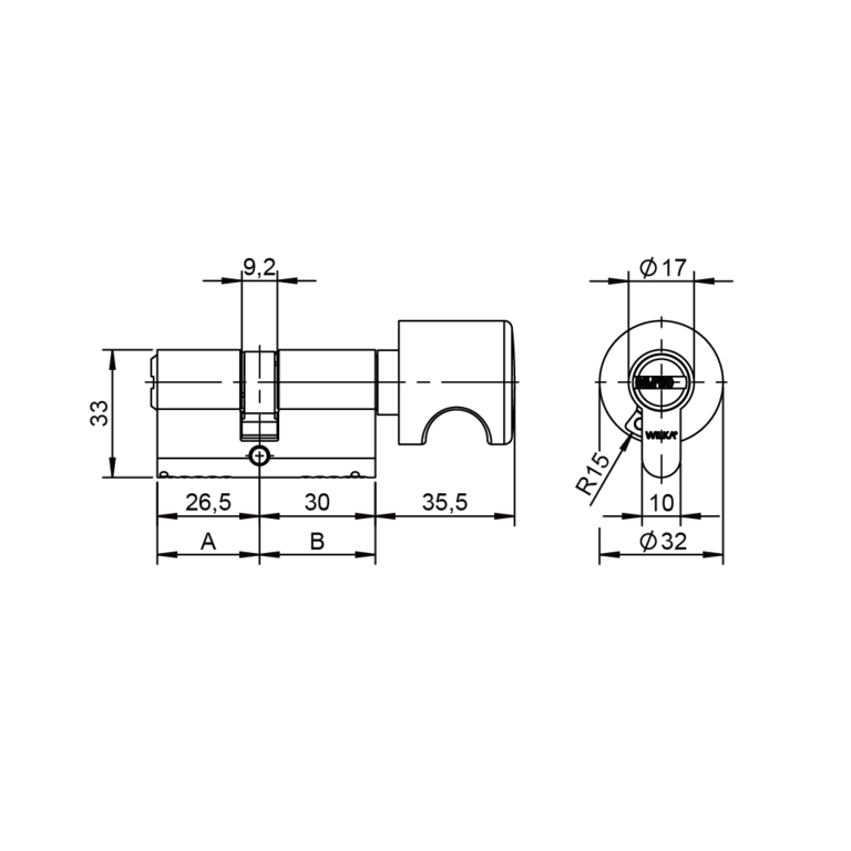 Knob cylinder asymmetric