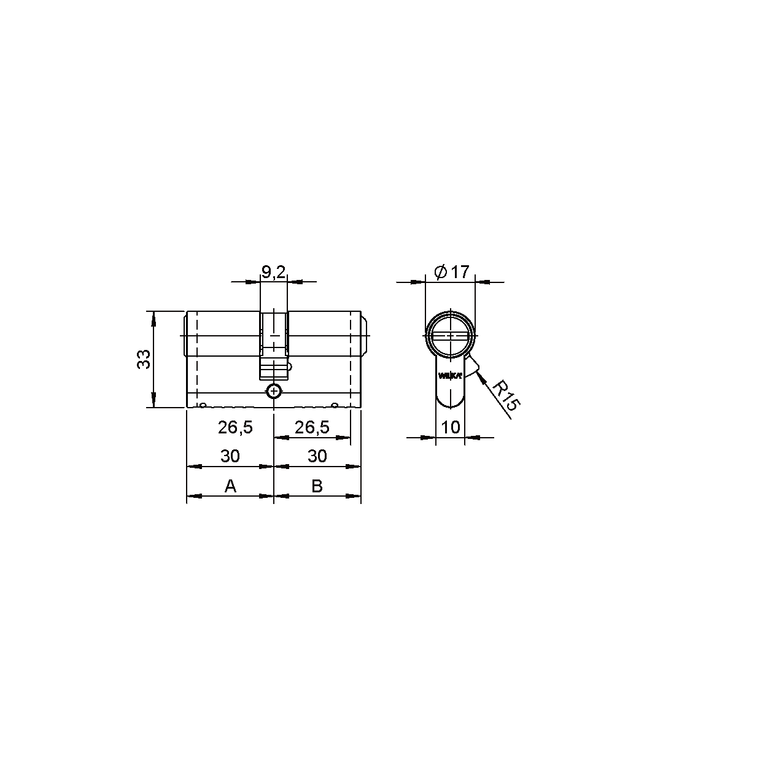 Double cylinder one side emergency opening other side with locking funktion