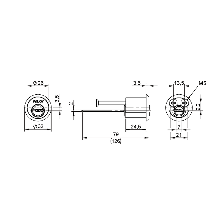 External cylinder for rim locks