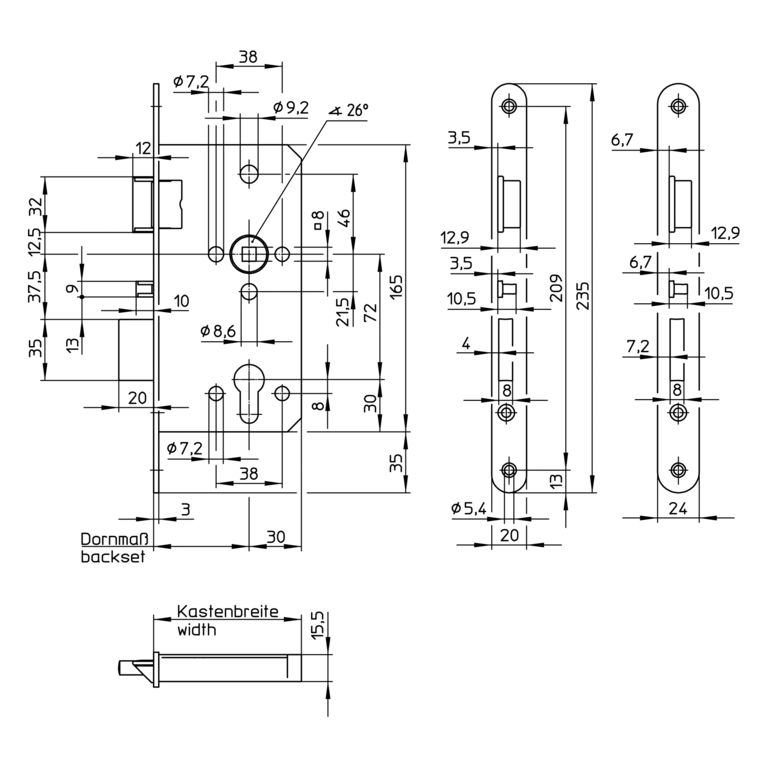 Self-locking mortise lock with emergency exit function