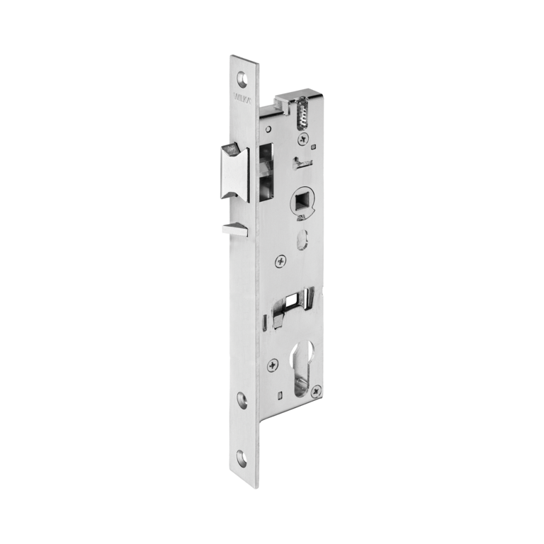 Mortise lock for tubular frame doors with latch bolt guard