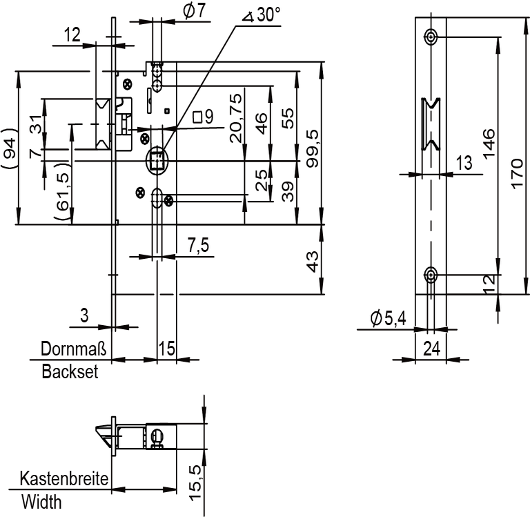 Mortise latch lock with emergency exit function