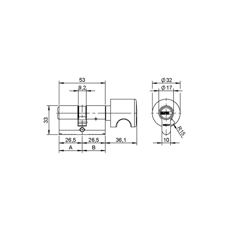 Knob cylinder short