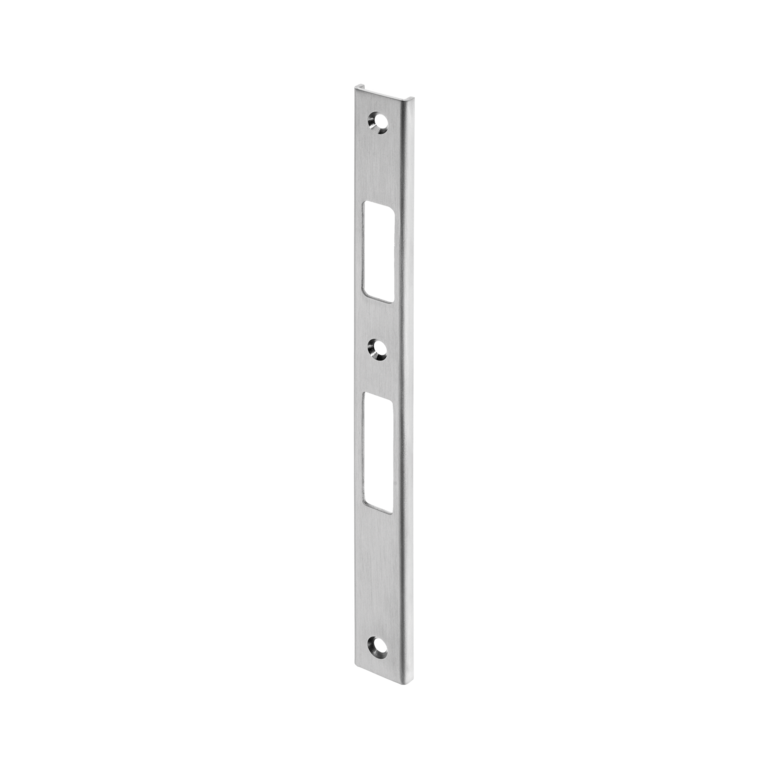 U-shaped striking plates for tubular frame doors