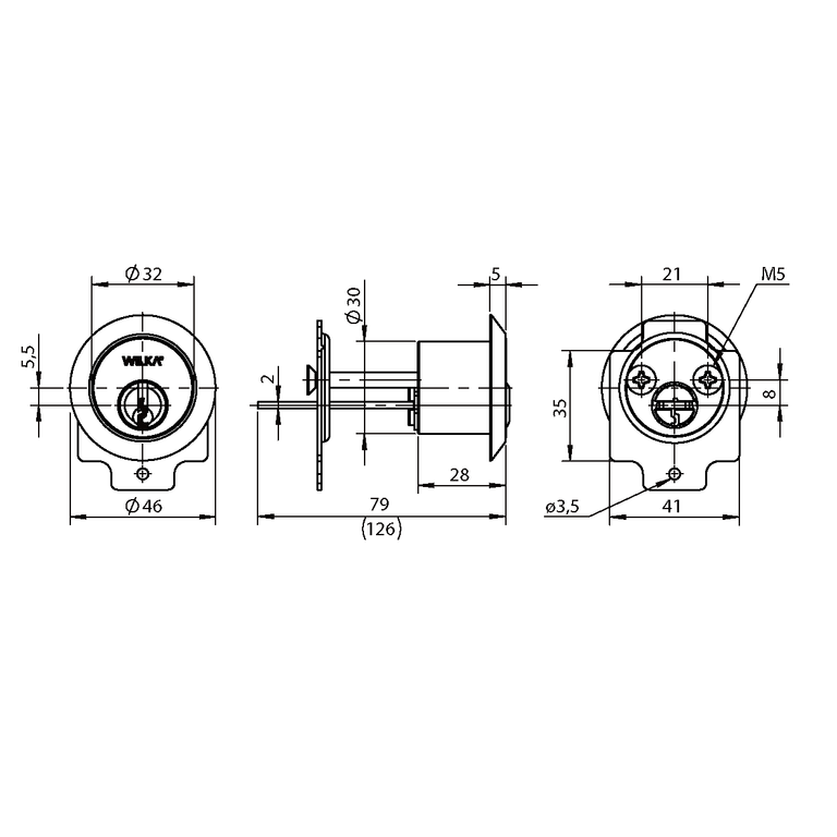 External cylinder for rim locks
