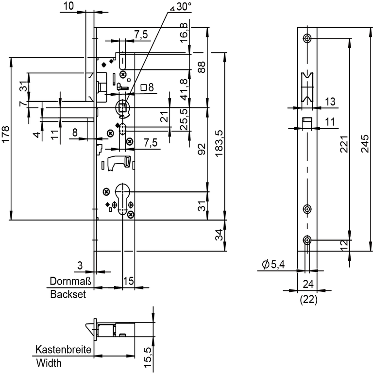 Mortise lock for tubular frame doors with latch bolt guard
