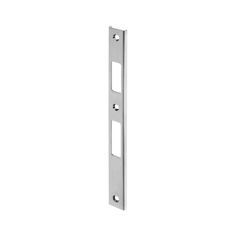 U-shaped striking plates for tubular frame doors