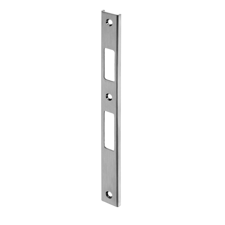 U-shaped striking plates for tubular frame doors